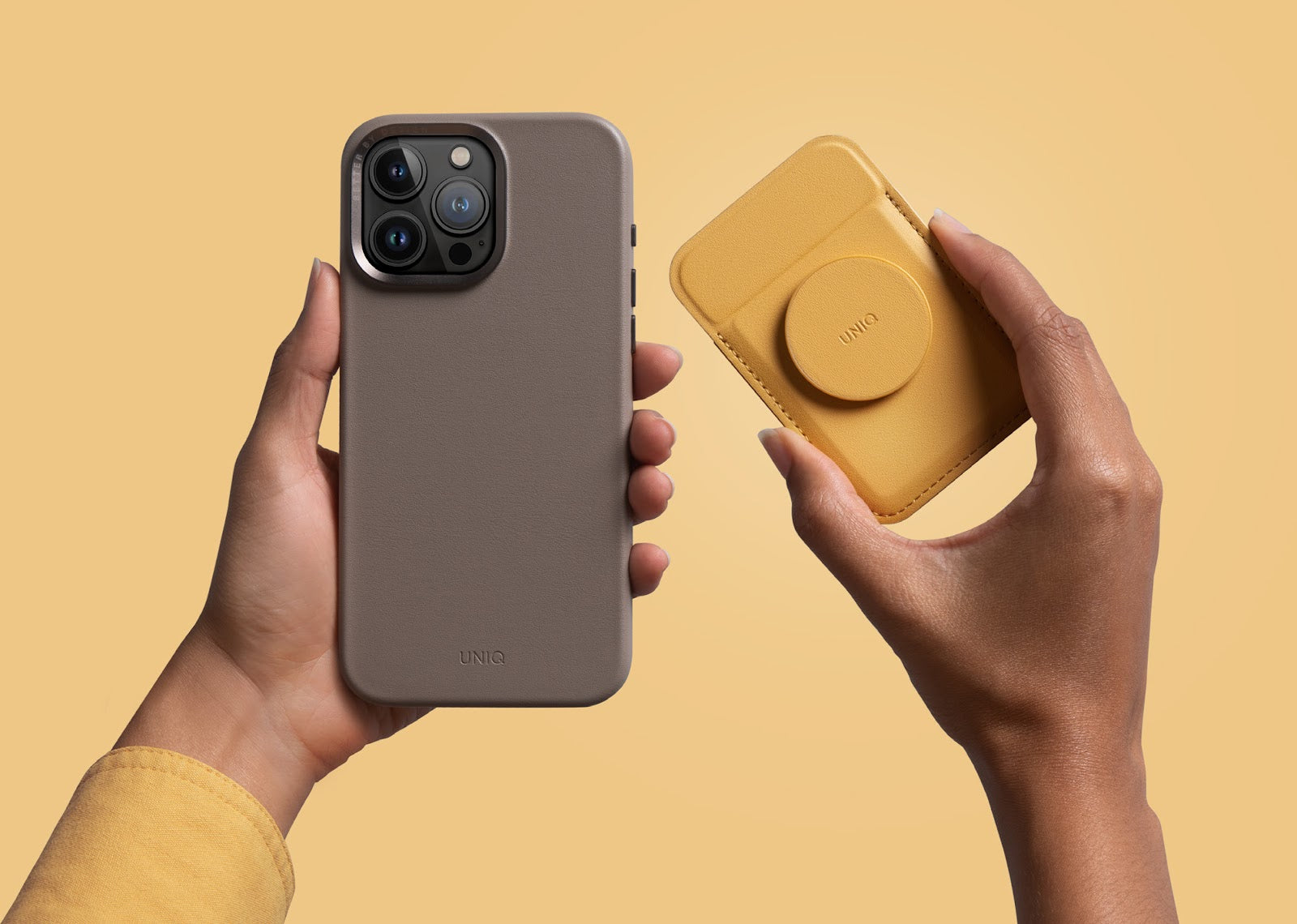 UNIQ Flixa magnetic card wallet with stand yellow MagSafe (UNIQ-FLIXA-CYELLOW)