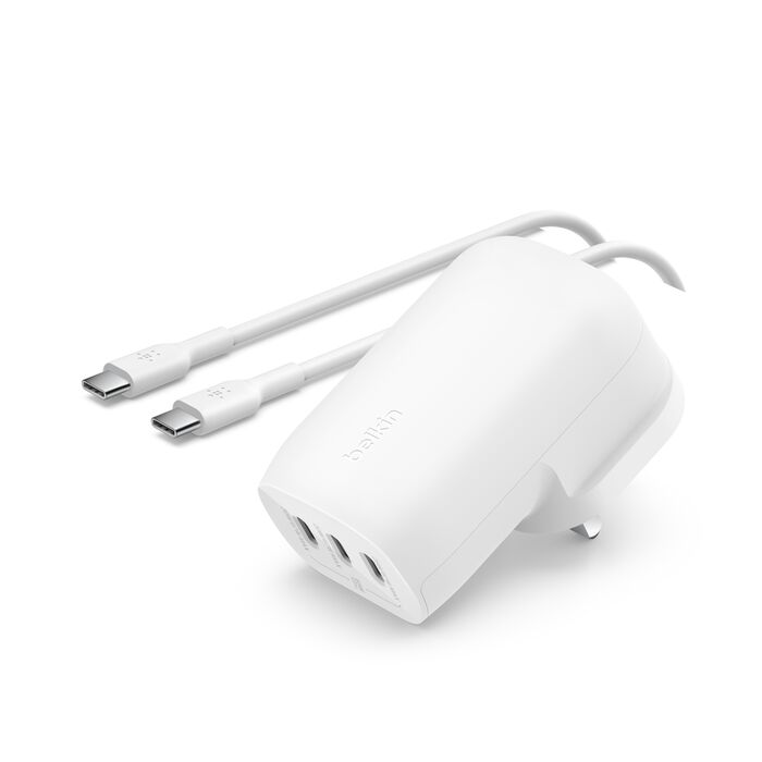 Belkin Boost Charge 3-Port USB-C Wall Charger with PPS 67W 1m White