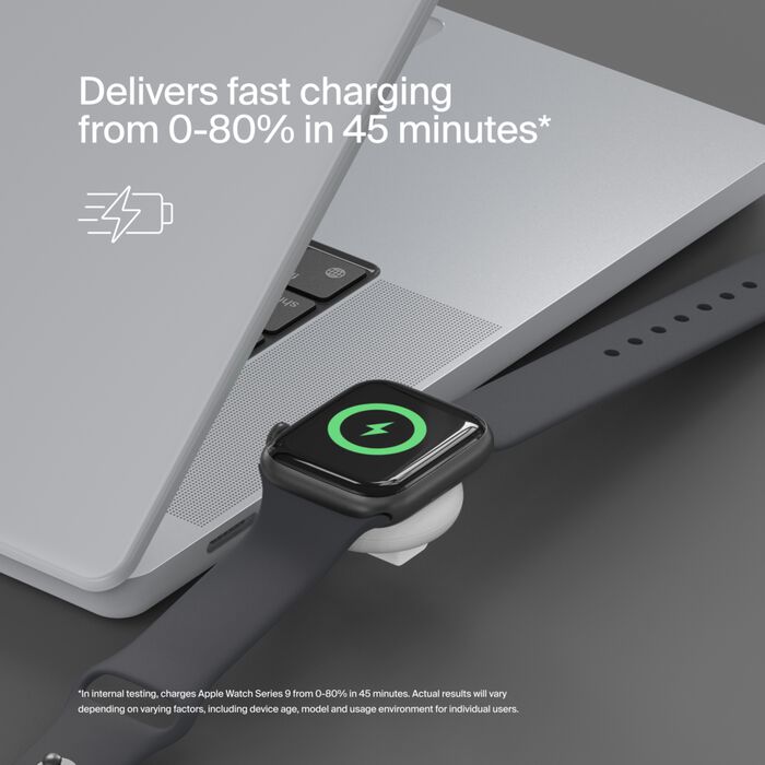 Belkin Boost Charge Pro Portable USB-C Apple Watch Charger MFi Certified for Apple Watch White