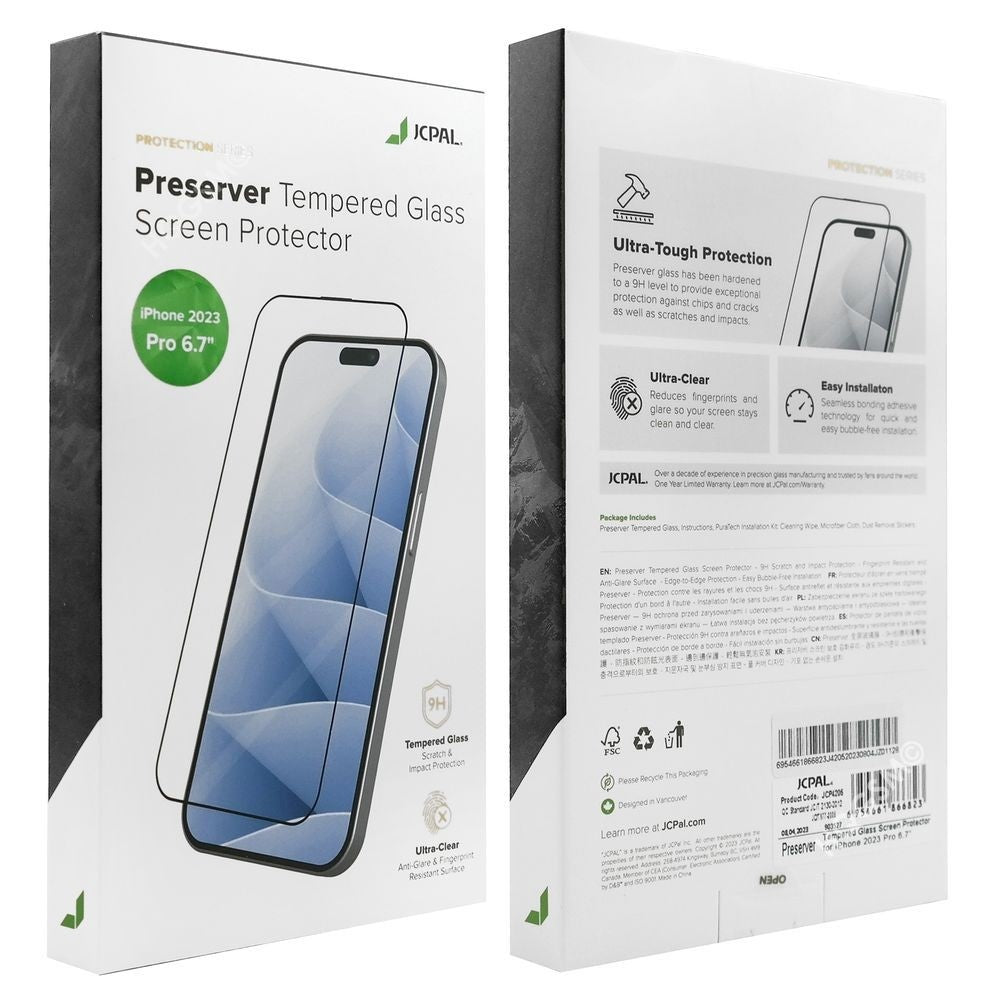 واقي زجاجي JCPal Preserver لهاتف iPhone 15 Pro Max