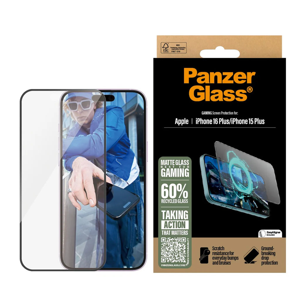 PanzerGlass Gaming Ultra‑Wide Fit Screen Protector – iPhone 16 Plus & 15 Plus