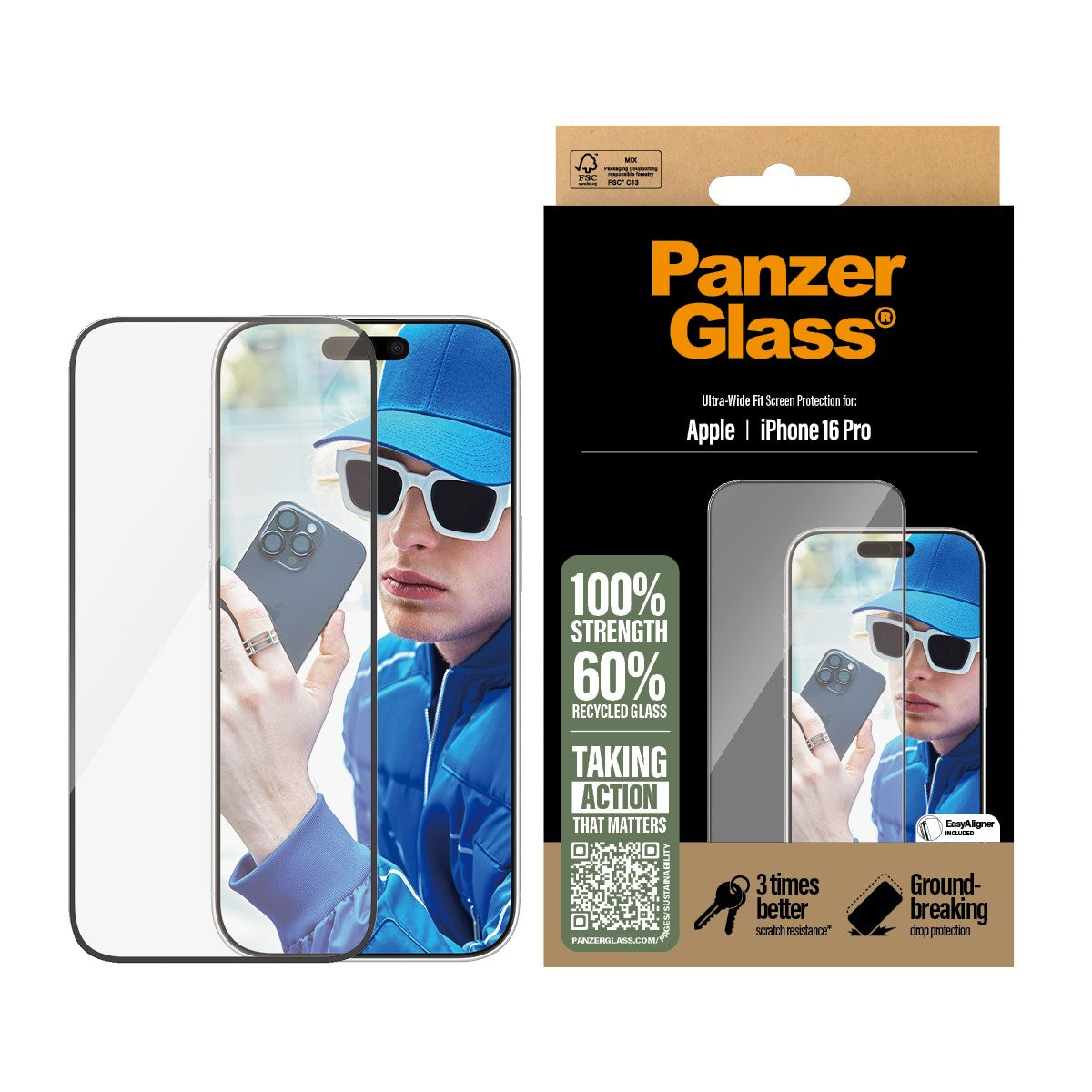 Panzerglass Ultra-wide Fit Screen Protector For Iphone 16 Pro