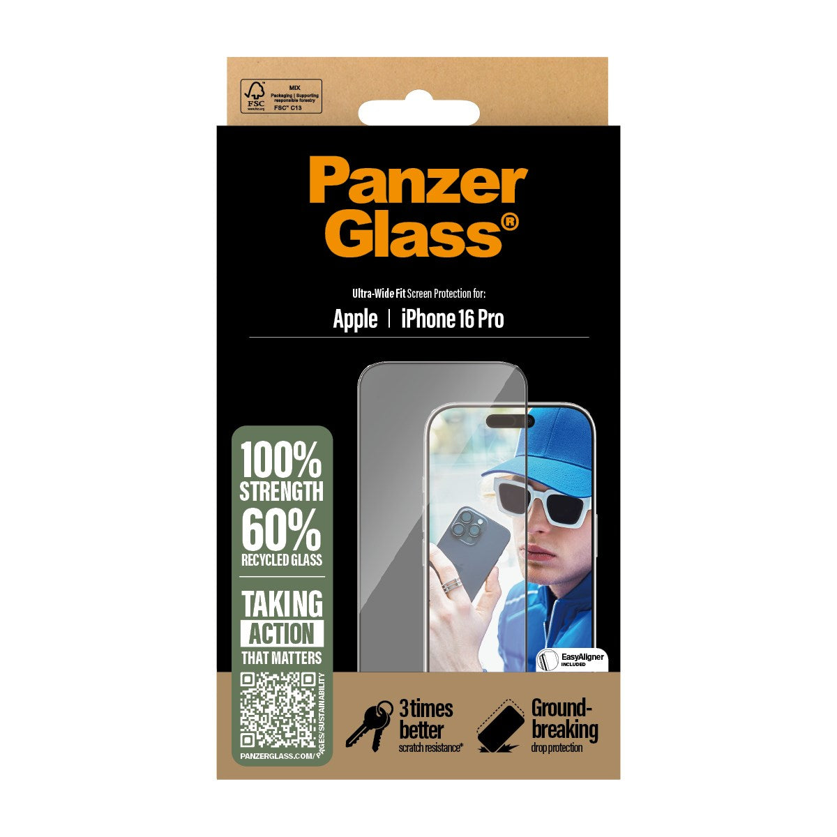 Panzerglass Ultra-wide Fit Screen Protector For Iphone 16 Pro