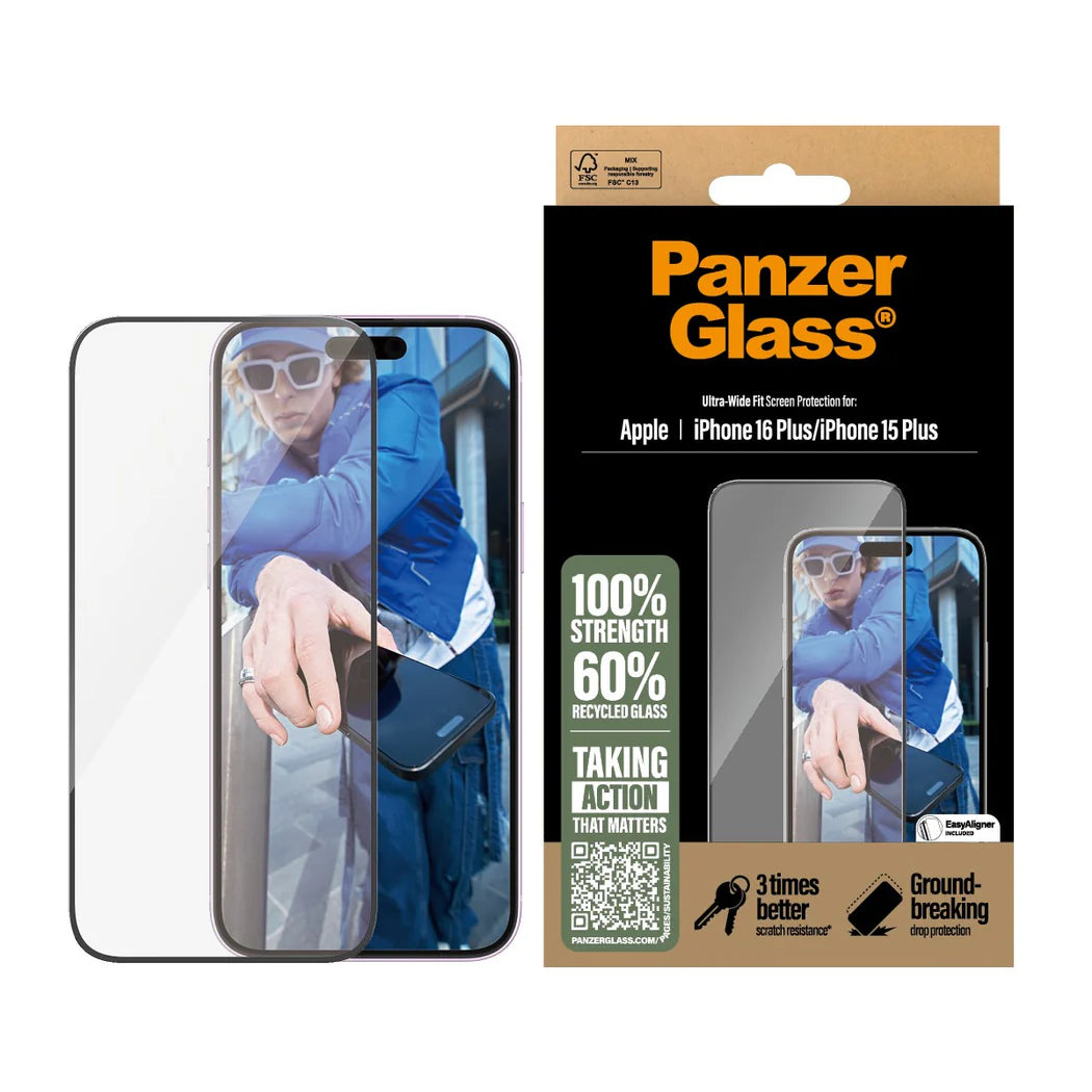 PanzerGlass® Ultra-Wide Fit Screen Protector – iPhone 16 Plus & iPhone 15 Plus