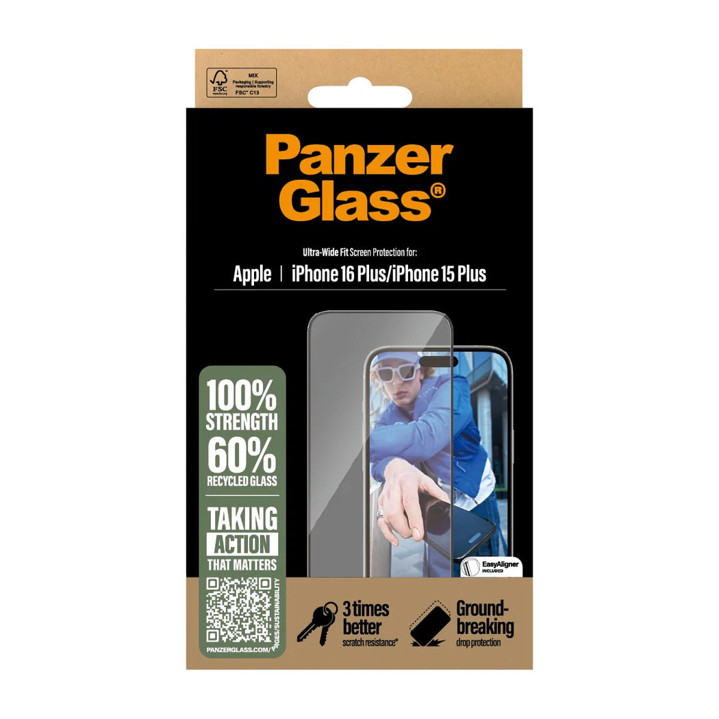 PanzerGlass® Ultra-Wide Fit Screen Protector – iPhone 16 Plus & iPhone 15 Plus