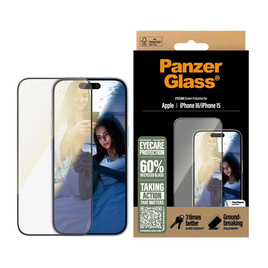 PanzerGlass EyeCare Ultra-Wide Fit Screen Protector – iPhone 16 & 15 (6.1″)