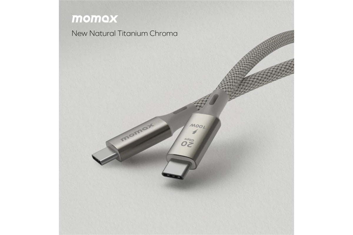 كابل Momax Elite 100W USB-C USB3.2 Gen 2X2 20Gbps بطول 1 متر (تيتانيوم)