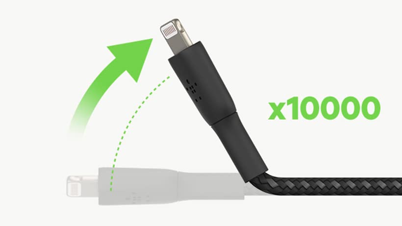 Belkin Apple Certified Braided Lightning to USB-C Charge and Sync Cable 6.6 Feet /2 M White