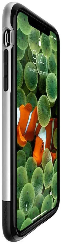 جراب SPIGEN - جراب iPhone X/XS الكلاسيكي باللون الرمادي الألومنيوم (057CS23345)