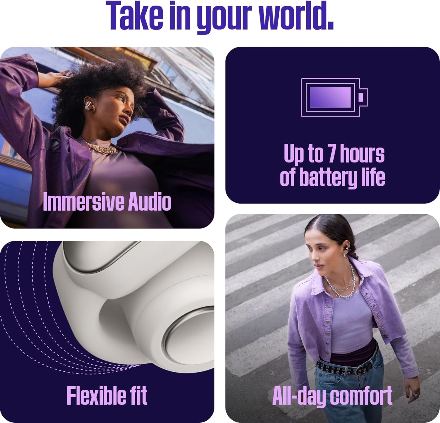 Bose Ultra Open Bluetooth Earbuds, True Wireless Earbuds with OpenAudio for Awareness, Clip On Design for Comfort, Immersive Audio, Up to 48 Hrs of Playtime, Chilled Lilac - Limited Edition Color