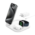 شاحن Belkin BoostCharge 3 في 1 المغناطيسي القابل للطي MagSafe مع Qi2 15W - شحن سريع متوافق مع iPhone 16 و15 و14 باللون الأبيض 