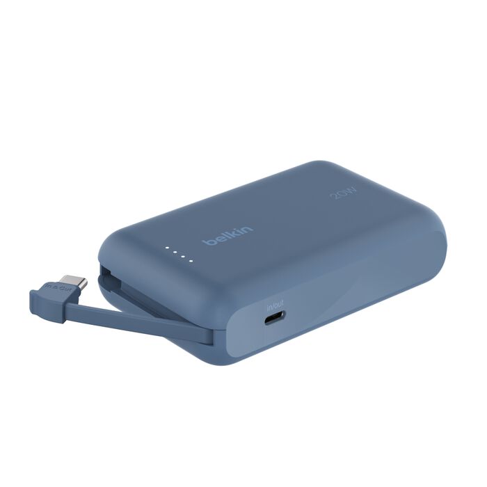 Belkin Boost Charge power bank 10000mAh, portable power bank with integrated cable PD 20W Blue