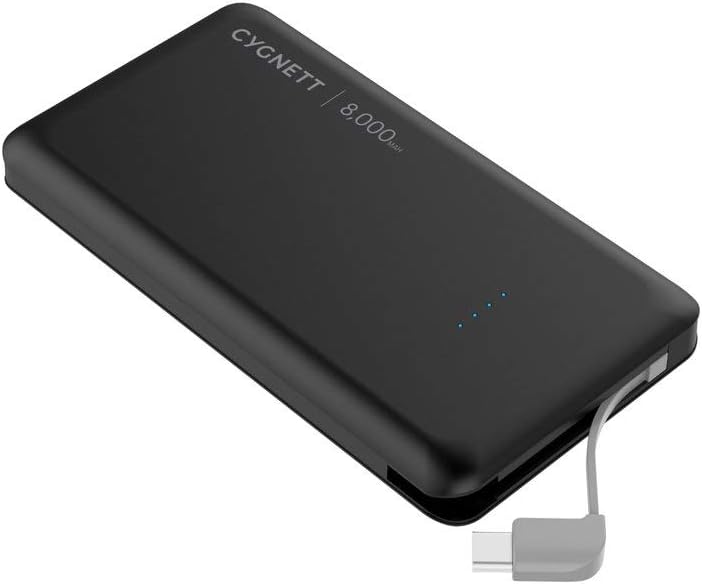بطارية شحن محمولة Cygnett ChargeUpPocket8K بسعة 8000 مللي أمبير/ساعة وقوة 2.1 أمبير مع كابل USB-C