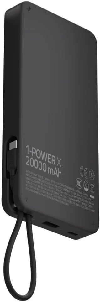 باور بانك موماكس 1-باور X1 سعة 20000 مللي أمبير/ساعة - أسود