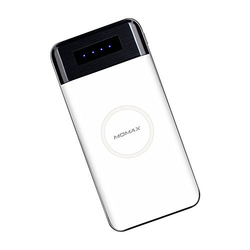 Wireless Charger Power Bank, MOMAX 10000mAh Portable power bank (White)