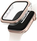 جراب Uniq Voute لساعة Apple Watch Series 10 مقاس 46 مم من الزجاج المقوى باللون الذهبي الوردي