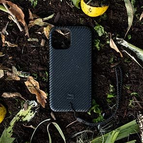 Lander Vise, Extreme Drop Resistance Case for iPhone 12 Pro Max, Biodegradable with Lanyard (Black)