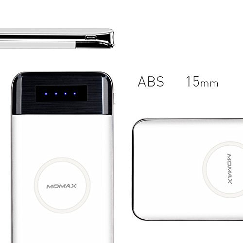 Wireless Charger Power Bank, MOMAX 10000mAh Portable power bank (White)