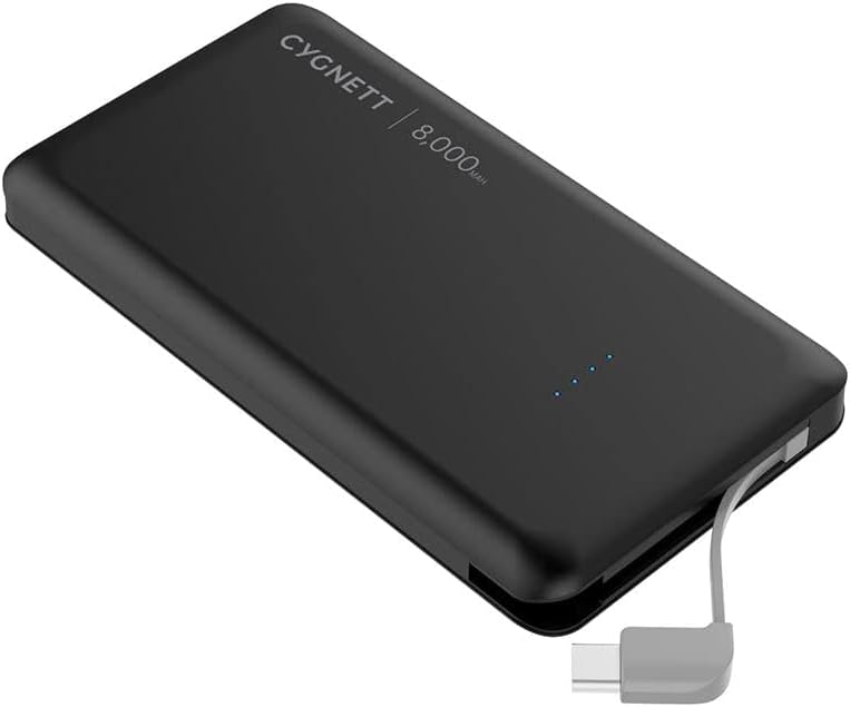 بطارية شحن محمولة Cygnett ChargeUpPocket8K بسعة 8000 مللي أمبير/ساعة وقوة 2.1 أمبير مع كابل USB-C