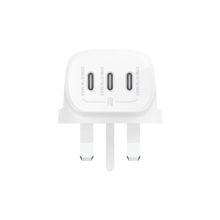 Belkin Boost Charge 3-Port USB-C Wall Charger with PPS 67W White