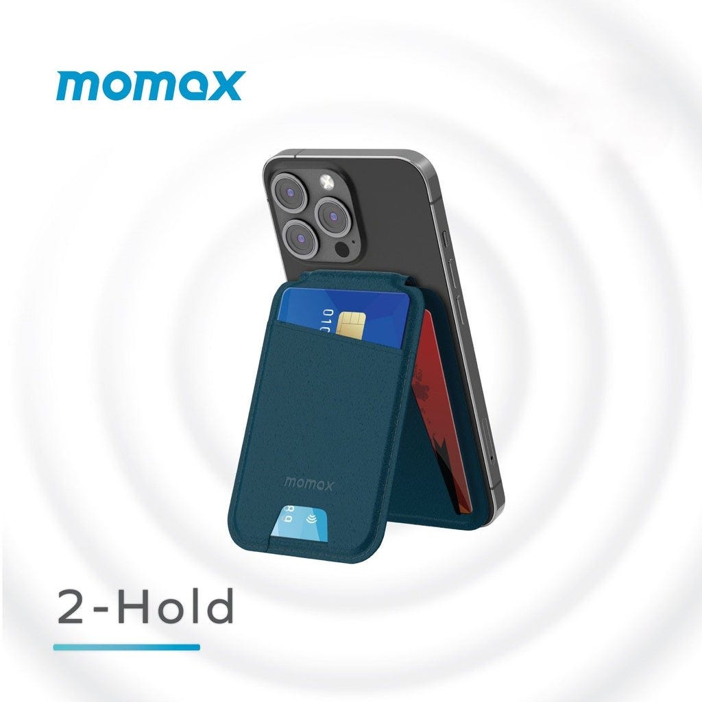 MOMAX 1-WALLET MAGNETIC CARD HOLDER WITH STAND BLUE