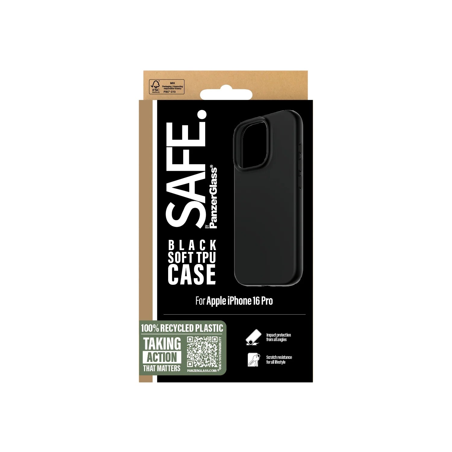 PanzerGlass SAFE by PG TPU Case – Apple iPhone 16 Pro (6.3″) – Black