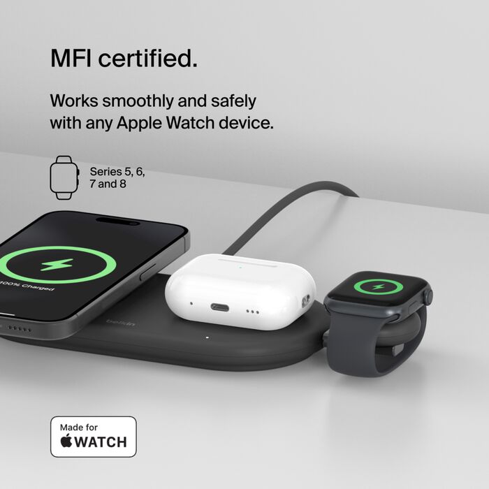 Belkin Portable USB-C Apple Watch Charger MFi-Certified USB-C Charger Black