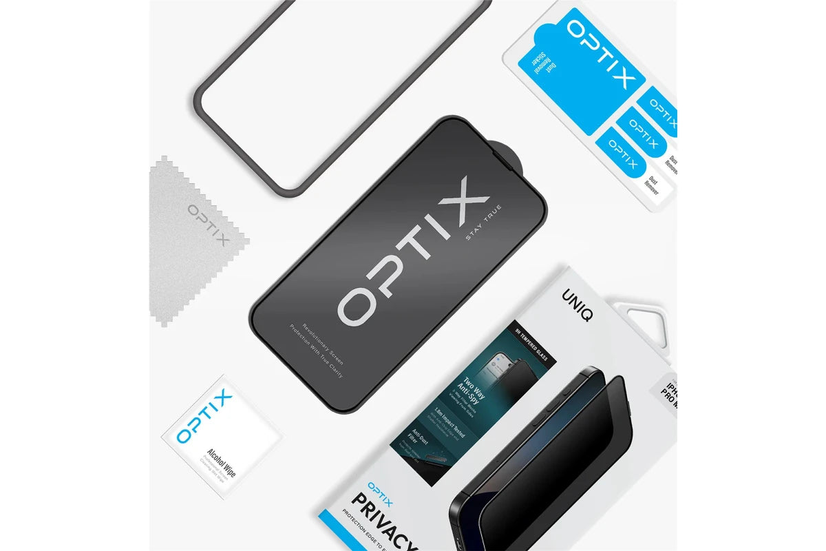 UNIQ Optix Privacy tempered glass with privacy applicator for iPhone 16 Plus