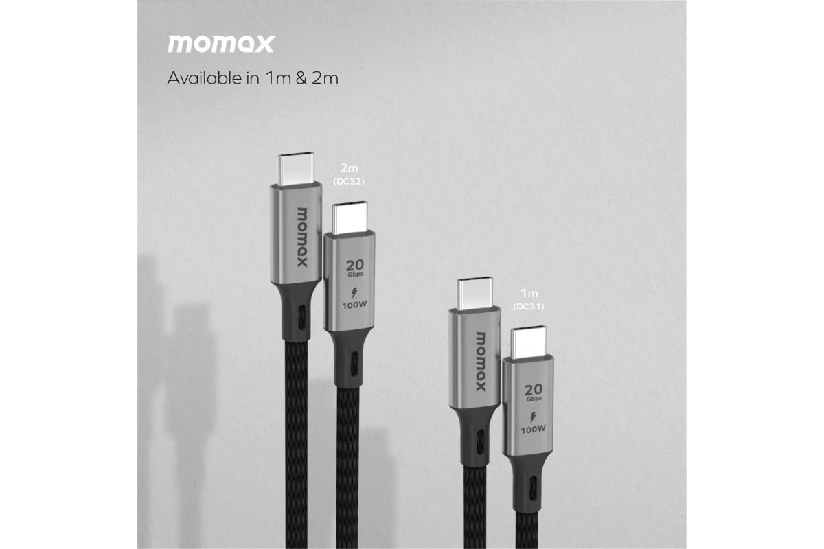 كابل Momax Elite 100W USB-C USB3.2 Gen 2X2 20Gbps بطول 1 متر (تيتانيوم)