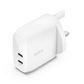 شاحن هاتف Belkin Boost Charge ثنائي USB-C مع PPS، 60 وات، أبيض 