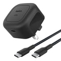 شاحن حائط مدمج من Belkin بقوة 45 وات + كابل USB-C إلى USB-C بطول 1 متر، أسود