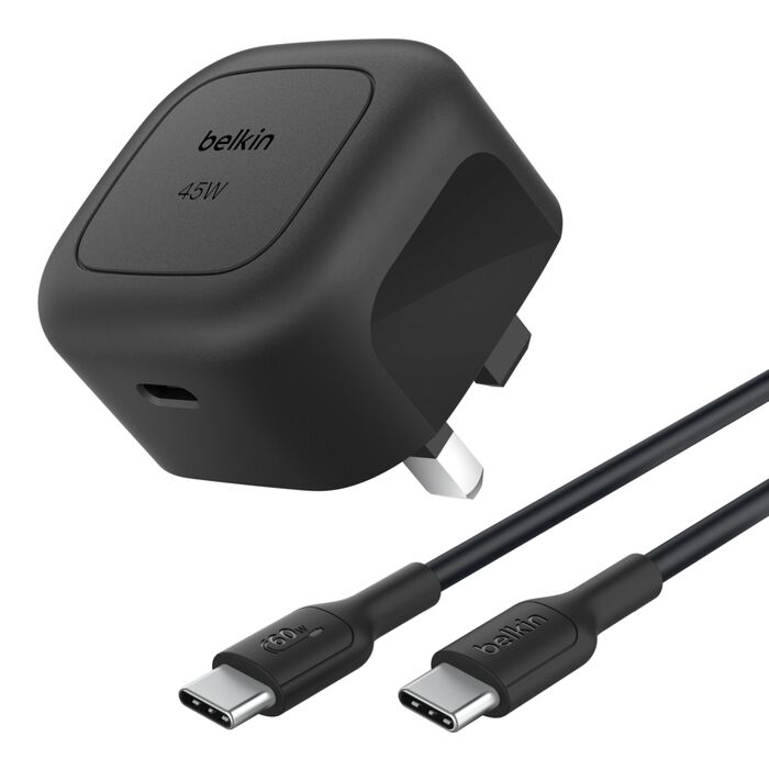 Belkin Compact Wall Charger 45W + USB-C to USB-C Cable 1m Black