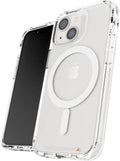 غطاء حماية ZAGG Gear 4 Crystal Palace Snap D30 لهاتف iPhone 13 Mini، 5G، رفيع، مقاوم للصدمات، شحن لاسلكي، MagSafe، (شفاف)
