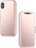جراب Moshi StealthCover لهاتف iPhone Xs/iPhone X، جراب رفيع قابل للطي مع حماية 360 درجة ومشبك مغناطيسي وغطاء أمامي لهاتف iPhone Xs/X، لون وردي شامبانيا