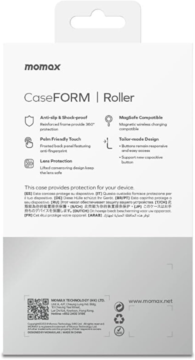 جراب موماكس ماج سيف رولير لجهاز آيفون 16 برو - رمادي