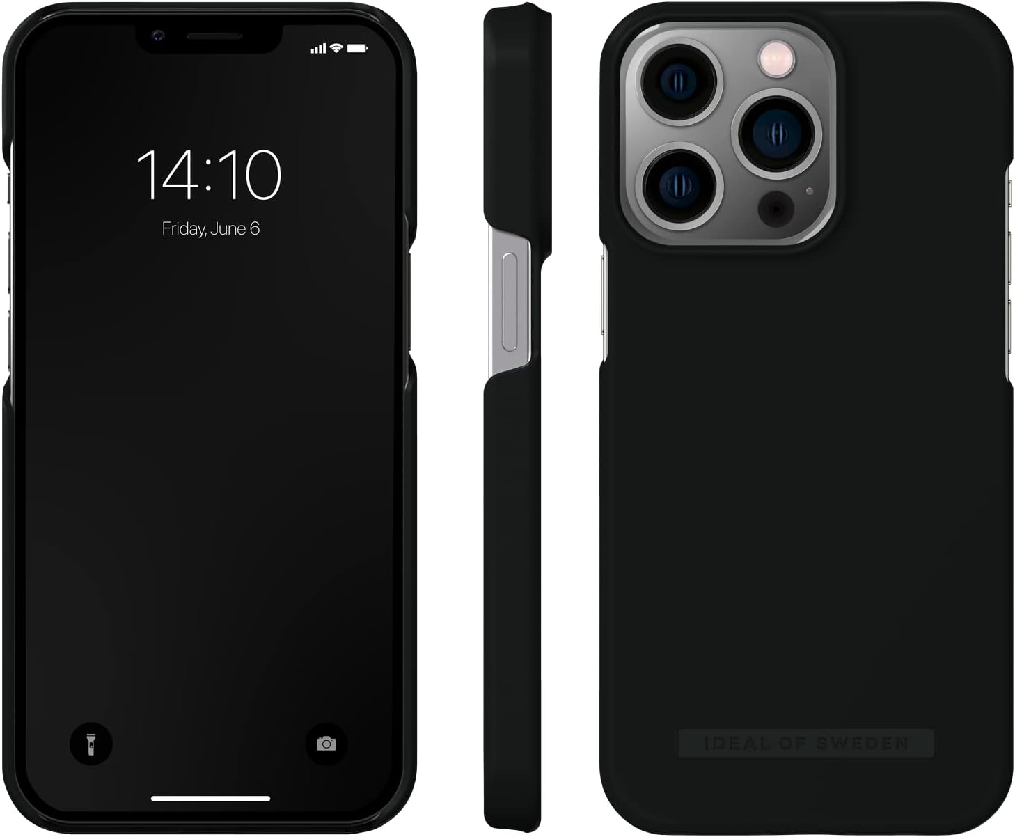 Ideal of Sweden Slim Case for iPhone 13 Pro, Supports Wireless Charging, Durable Matte Polycarbonate Phone Case with Anti-Slip (Coal Black)