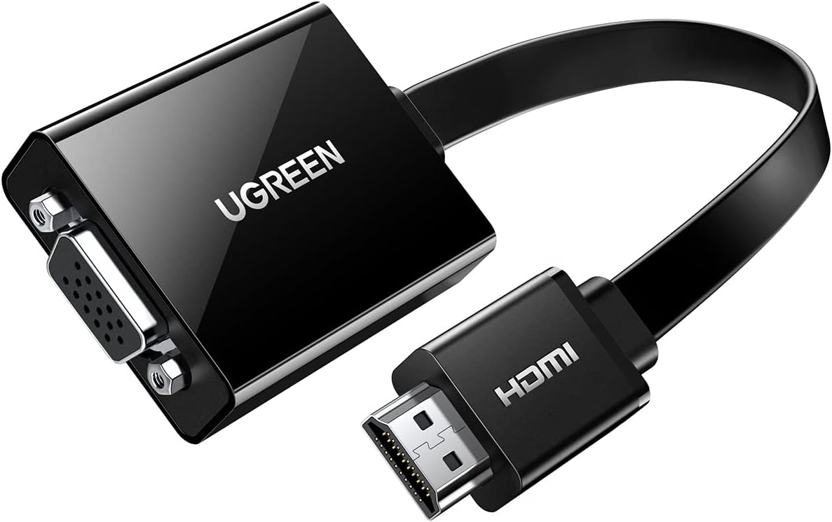 محول UGREEN Active HDMI إلى VGA مع مقبس صوت 3.5 مم أسود