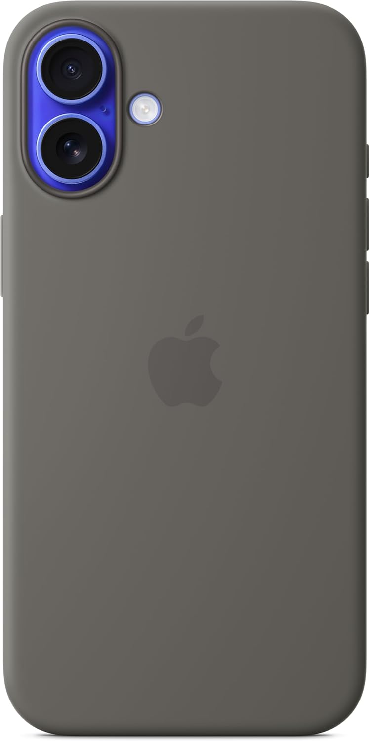 جراب سيليكون لجهاز iPhone 16 Plus مع MagSafe باللون الرمادي الحجري
