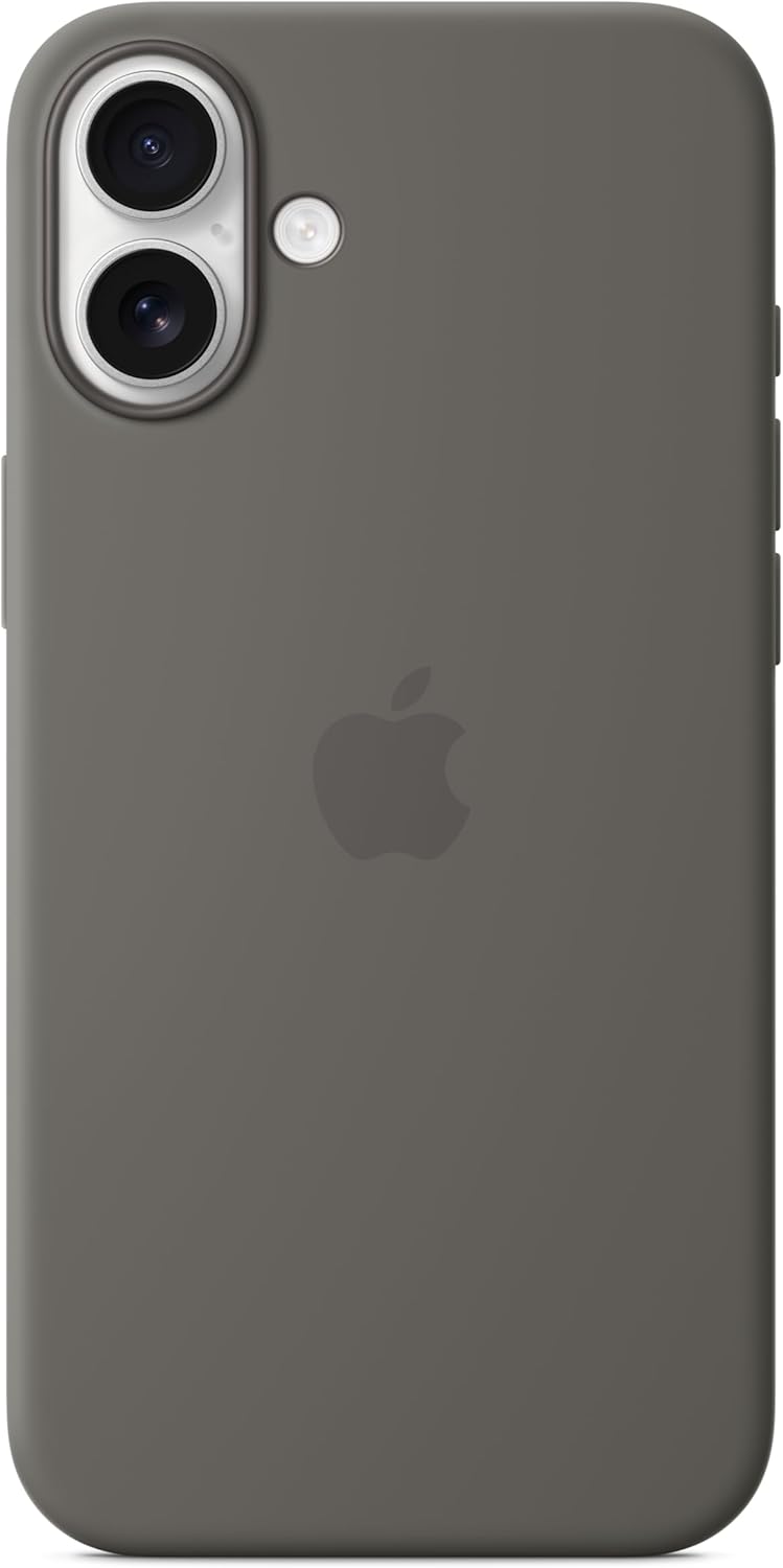 جراب سيليكون لجهاز iPhone 16 Plus مع MagSafe باللون الرمادي الحجري