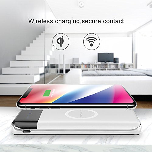 Wireless Charger Power Bank, MOMAX 10000mAh Portable power bank (White)