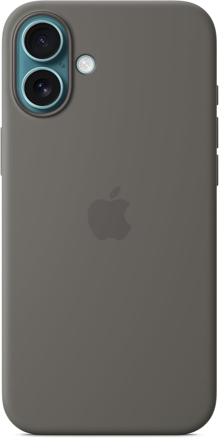 جراب سيليكون لجهاز iPhone 16 Plus مع MagSafe باللون الرمادي الحجري