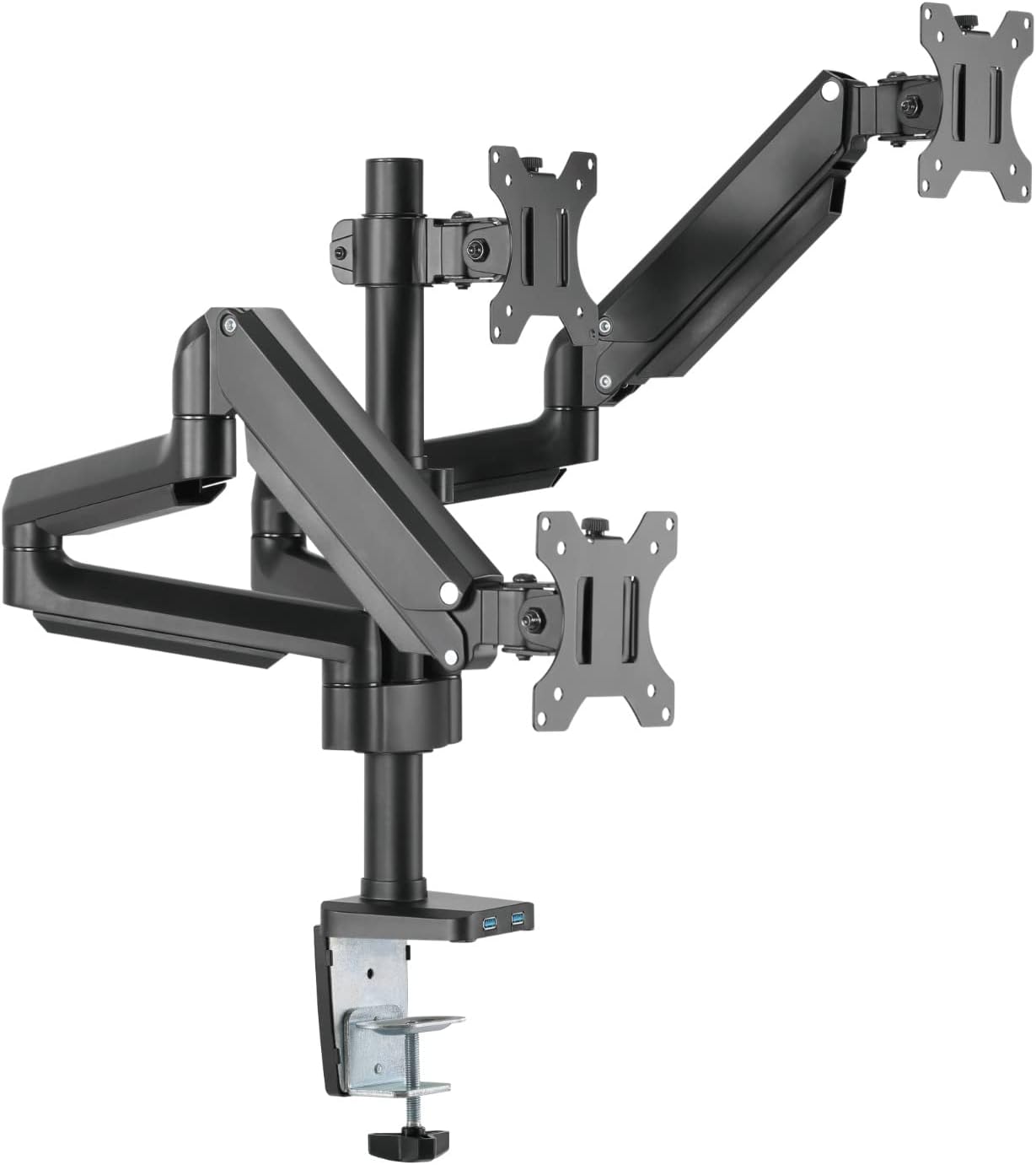 Twisted Minds Premium Triple Monitor Aluminum Pole Mounted Gas Spring Monitor Arm with USB Ports