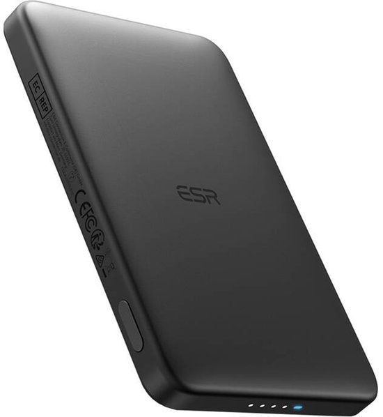 ESR Qi2 MagSlim - بنك طاقة مغناطيسي 15 وات 5,000 مللي أمبير في الساعة - متوافق مع Magsafe وHalo Lock - أسود