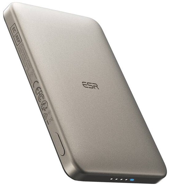 ESR Qi2 MagSlim - بنك طاقة مغناطيسي 15 وات 5,000 مللي أمبير في الساعة - متوافق مع Magsafe وHalo Lock - تيتانيوم