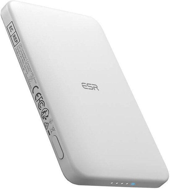 ESR Qi2 MagSlim - بنك طاقة مغناطيسي 15 وات 5,000 مللي أمبير في الساعة - متوافق مع Magsafe وHalo Lock - أبيض