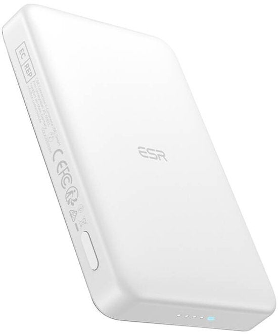 ESR Qi2 MagSlim - بنك طاقة مغناطيسي 15 وات 10,000 مللي أمبير في الساعة - متوافق مع Magsafe وESR Halo Lock - أبيض