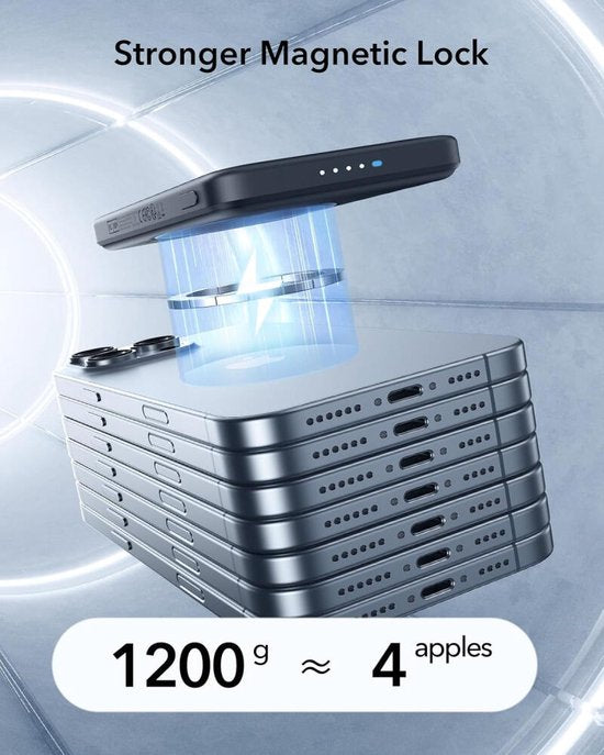 ESR Qi2 MagSlim - بنك طاقة مغناطيسي 15 وات 5,000 مللي أمبير في الساعة - متوافق مع Magsafe وHalo Lock - أسود