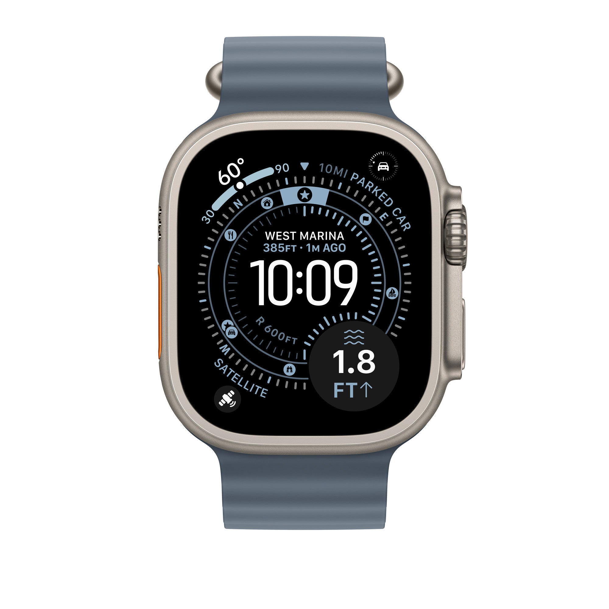 49mm Anchor Blue Ocean Band - Natural Titanium Finish