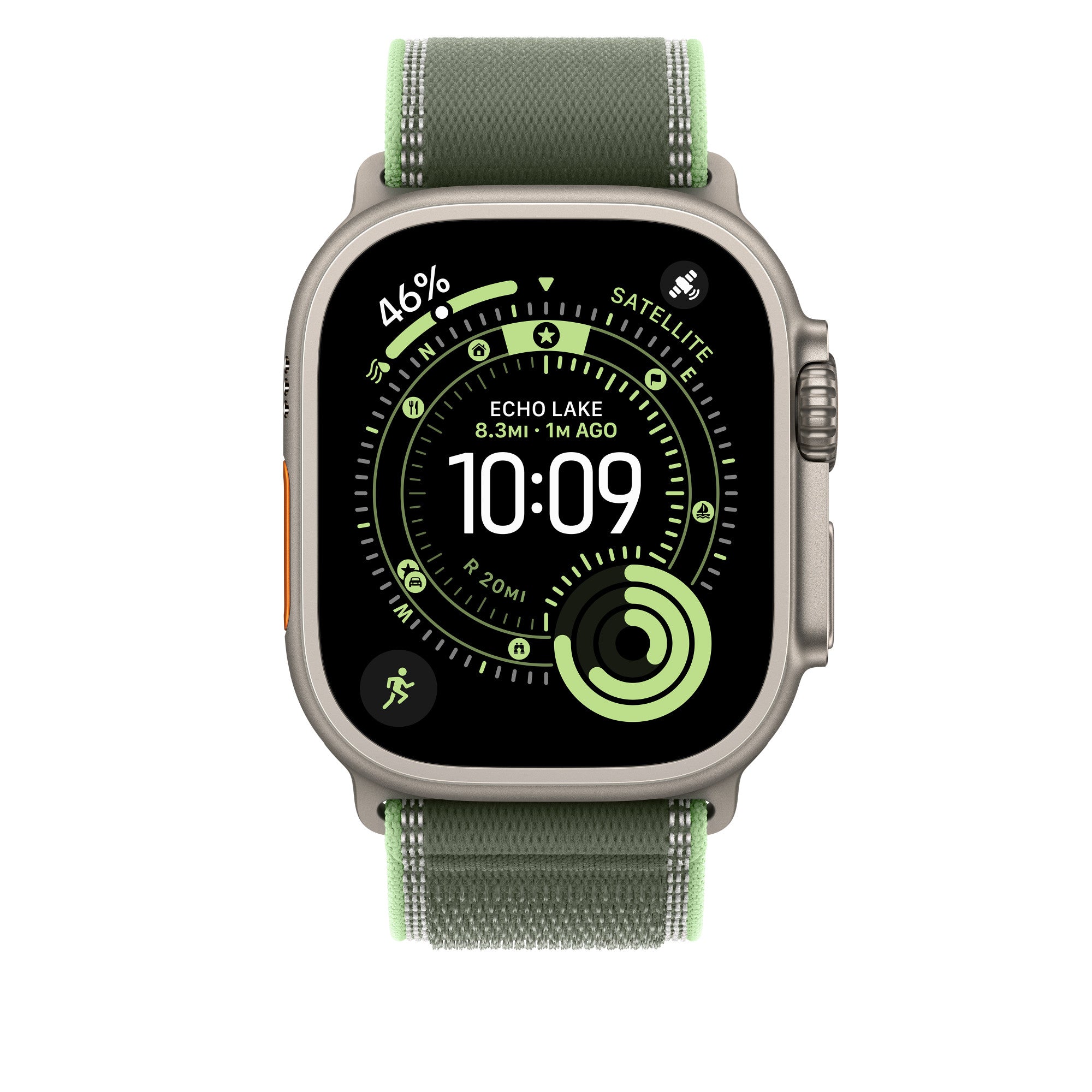 49mm Green/Neon Trail Loop - S/M - Natural Titanium Finish