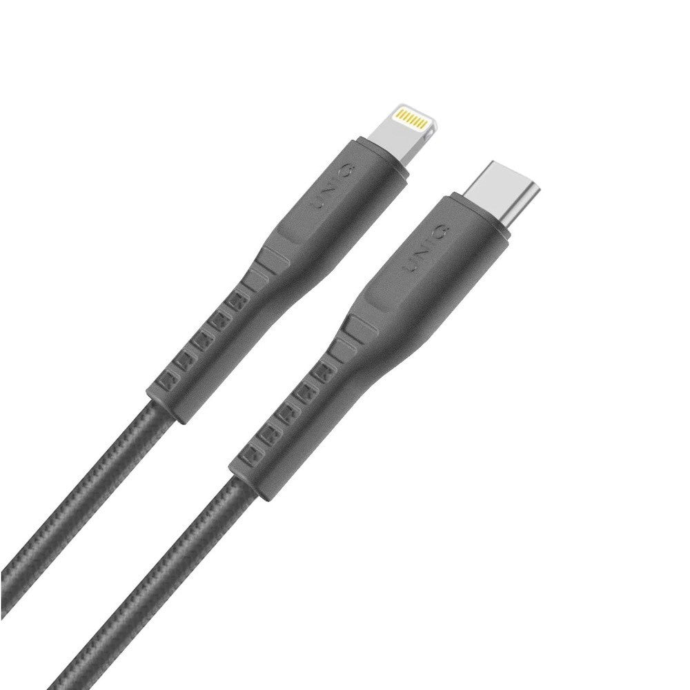 كابل يونيك فليكس USB-C إلى Lightning PD 18 واط (30 سم) (رمادي)